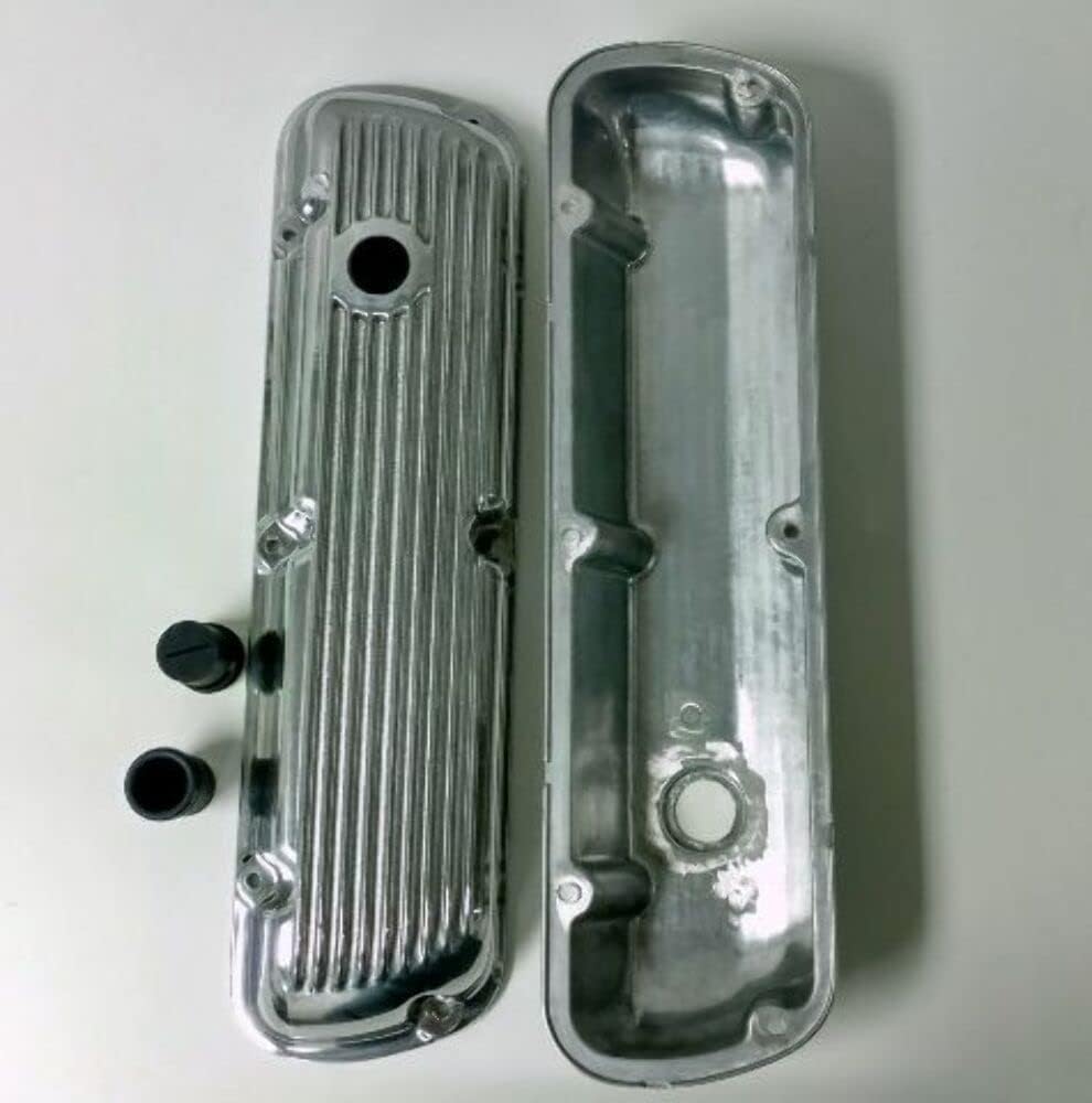 Finned Aluminum Valve Cover W/Breather Kit, Compatible with SBF V8 260 289 302 351W