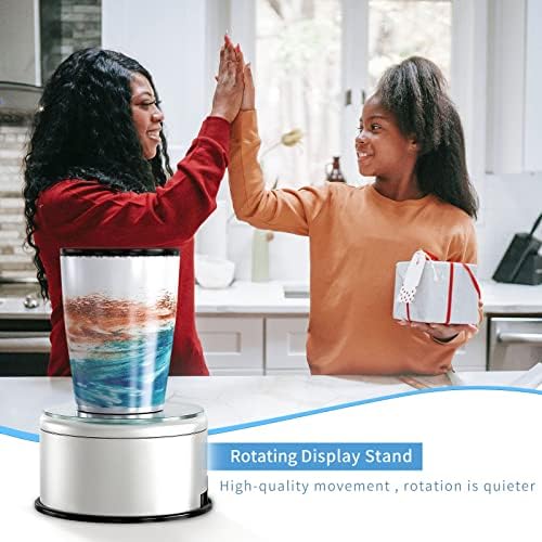 USLINSKY Cup Display Stand Turner For Epoxy Glitter Tumblers, Battery / USB Operated 360 Degree Rotating Display Base Turntable