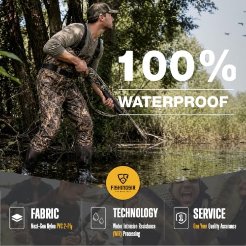 Waders for Men Waterproof Women Fishing Chest Wader with Boots | 2-Ply Nylon/PVC, for hunting & fishing, with boot hanger