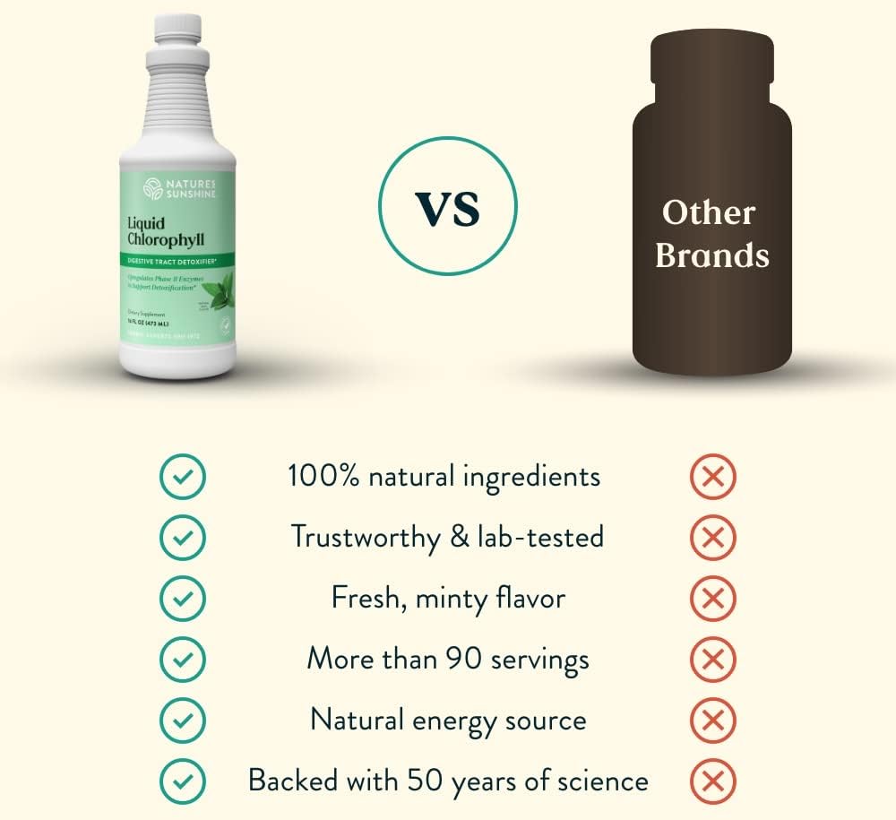 Nature's Sunshine Liquid Chlorophyll Extra Strength - Immunity Support, Detox & Cleanse, Chlorophyll Liquid Drops with Spearmint Oil, Natural Energy Boost, Internal Deodorant - 16 Fl Oz