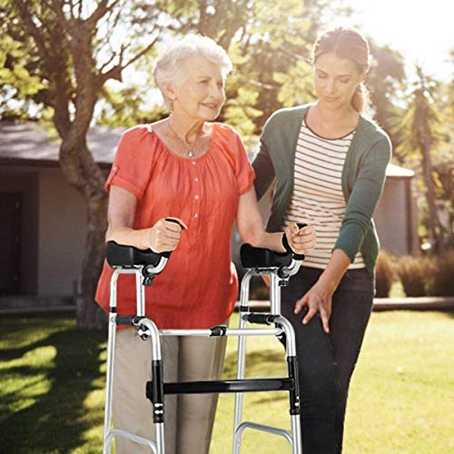 Nightcore Folding Standard Walker，Rehabilitation Auxiliary Walking Aid, Front Wheeled Walker w/Adjustable Height & Removable Armrests