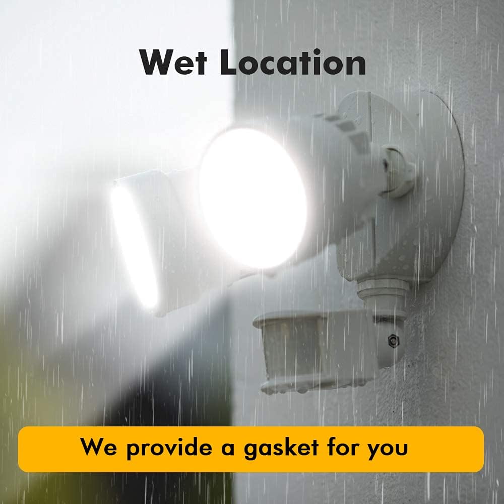 LUTEC Shrimp P6221B-PIR24 2000 Lumen 18 Watt 26 LED Motion Activated Integrated Dual-Head Floodlight Outdoor, IP54 Waterproof Exterior Security Wall Light for Patio, Garden, Yard-Black