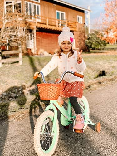 JOYSTAR 12-16" Vintage Kids Bike Ages 2-7Y, Training Wheels/Basket