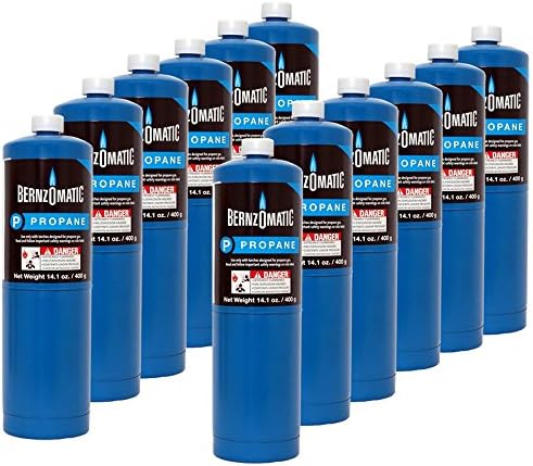 Tiptop Home 14.1 oz. Propane Cylinder - 12 Pack Bernzomatic Blue Steel Cylinders