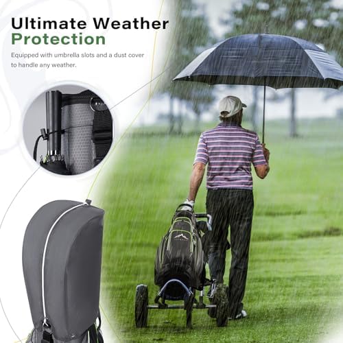 Golf Cart Bag, 14-Way Divider Top, Large Storage | Umbrella Holder,Handles