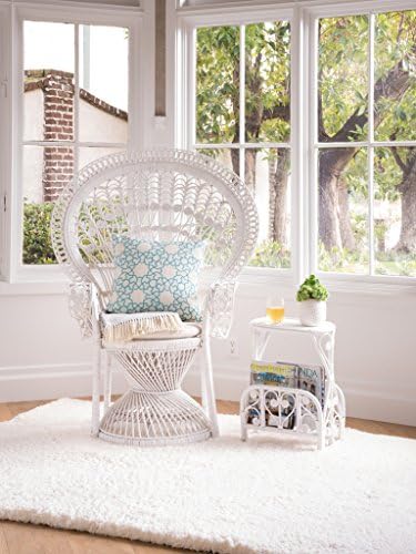 KOUBOO Grand Pecock Retro Peacock Chair in Rattan with Seat Cushion, Natural Color, Large