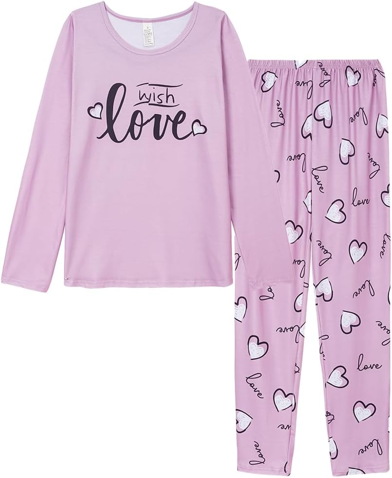 HONG HUI Women Pajamas Set Soft Christmas Pjs Holiday Loungewear Set Long Sleeve Top With Pants,S-3XL