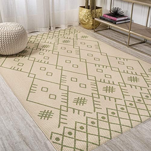 JONATHAN Y Boho Moroccan Indoor Outdoor Area Rug 3X5 Ivory/Navy, Casual for Backyard, Patio, Porch, Easy-Cleaning, High Traffic, Pet-Friendly