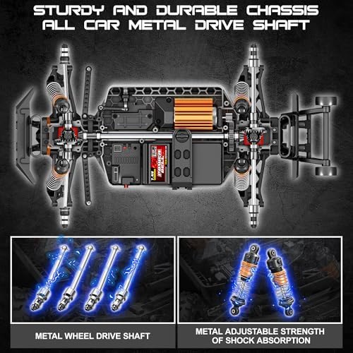 1:14 Scale All Terrain RC Cars for Adults & Boys (HS14323), Max Fast 40+ KPH, 4WD Off-Road RC Truck for Snow & Sand & Mud, 4X4 Waterproof Remote Control Car with 2 Rechargeable Batteries