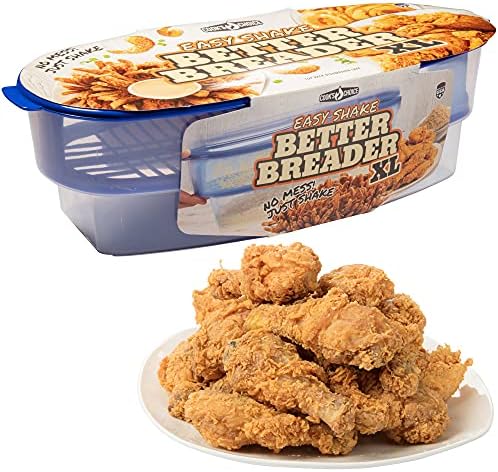 COOK'S CHOICE XL Original Better Breader Bowl 16" Mess-Free Breading Tray | Shake & Coat Batter Bowl w Lid for Chicken, Fish, & Vegetables