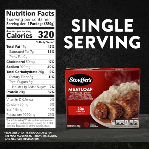 Stouffer's Classic Meatloaf, Single Serve Frozen Meal, 16 Oz | Made with beef and pork topped with homestyle beef gravy and mashed potatoes