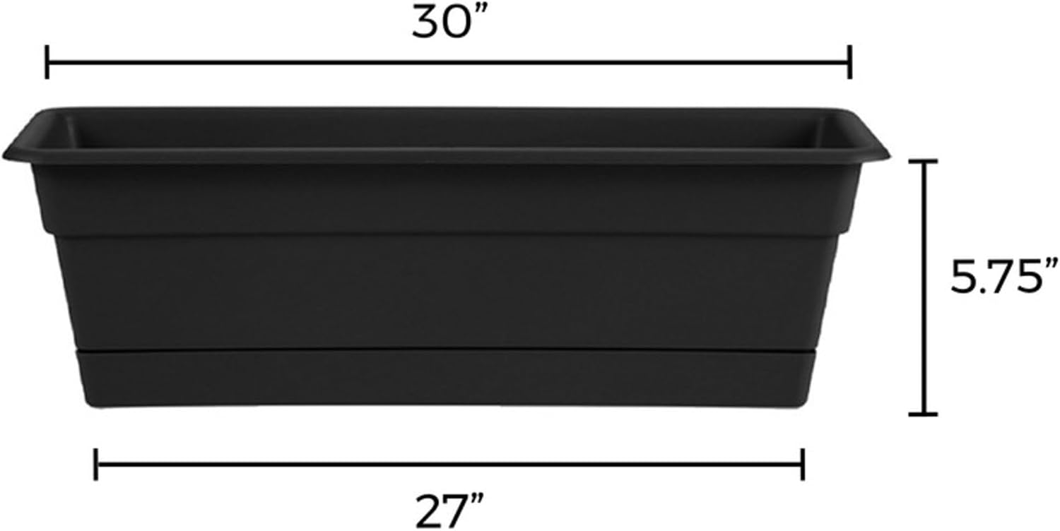Bloem Dura Cotta Window Box Planter: 24" - Terra Cotta - with Tray, Weatherproof Resin Box, Removable Tray for Indoor & Outdoor Use, Gardening, 3 Gallon Capacity
