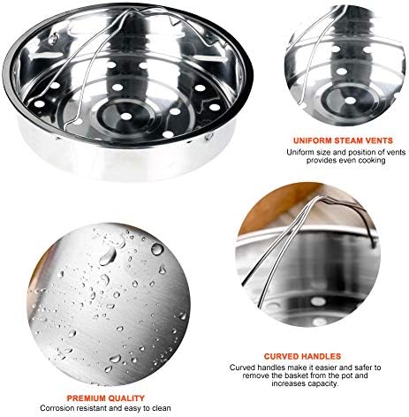Secura Stainless Steel 6-quart Electric Pressure Cooker Steam Rack Steamer Basket Insert Set