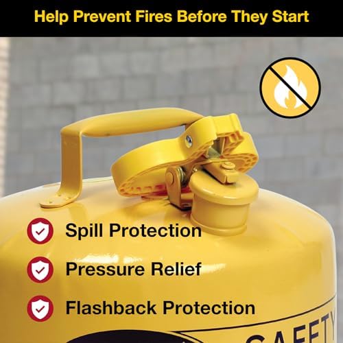 Eagle 5 Gallon Type I Yellow Safety Gas Can for Diesel | Flame Arrester, Self-Closing Lid, and F-15 Funnel, Made in the USA