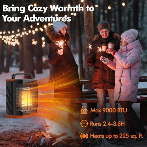 Fitfirst Portable Propane Heater - 9000 BTU Outdoor Tent Heater for Camping, 2 Heat Settings & Tip-Over/ODS Protection, Essential for Patio, RV