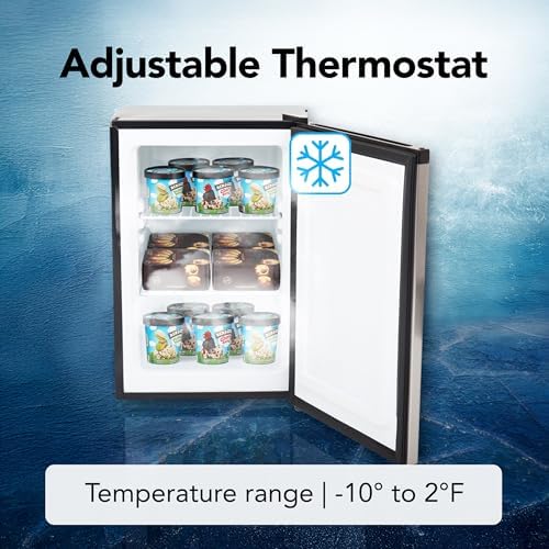 Whynter Upright Freezer 2.1 Cu Ft Lock, Mini Freezer, Stainless CUF-210SS | Adjustable Thermostat and Security Lock, Energy Star Rated, Reversible Door, Adds Compact Frozen Storage at Home