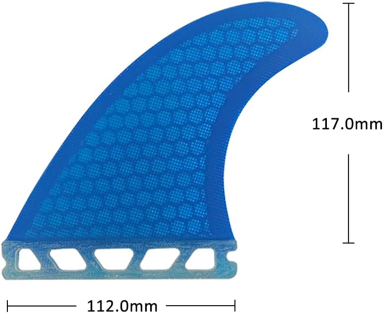 UPSURF Single Tab Surfboard Fin Fiberglass+Honeycomb Quad fin S/M Size (Blue G5+GL)