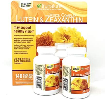 Trunature Vision Softgels Complex Lutein and Zeaxanthin Supplement, 140 Count