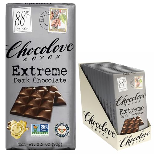 Chocolove Extreme Dark Chocolate Bars | 88% Cocoa | Rich and Intense Flavor | Made with Premium Dark Chocolate | Non-GMO & Gluten-Free, 3.2 oz Bar (12 Pack)
