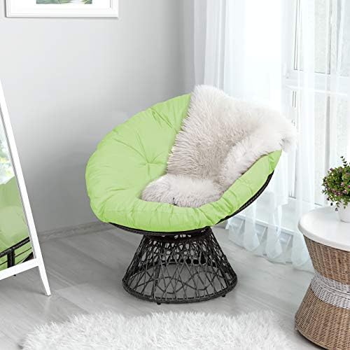 Tangkula Papasan Chair Rattan Ergonomic Chair w/ 360-degree Swivel and Soft Cushion, Solid Structure & Stable Base, Ideal for Garden, Balcony