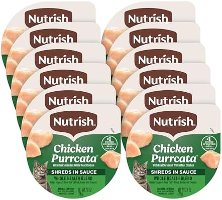 Nutrish Grain Free Chicken Purrcata Wet Cat Food, 2.8 oz. Cup (Rachael Ray) | Pack of 12, Made with Real Shredded White Meat Chicken in Sauce