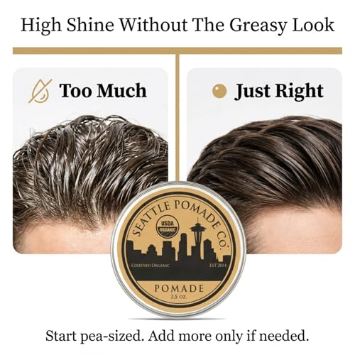 Seattle Pomade Co. USDA Certified Organic Pomade. Medium Hold & High Shine, Hair Styling Formula Non GMO