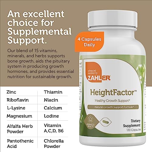 Zahler - Height Factor Healthy Growth Support Vitamin & Mineral Capsules (120 Count) - Kosher Height & Growth Supplement for Kids