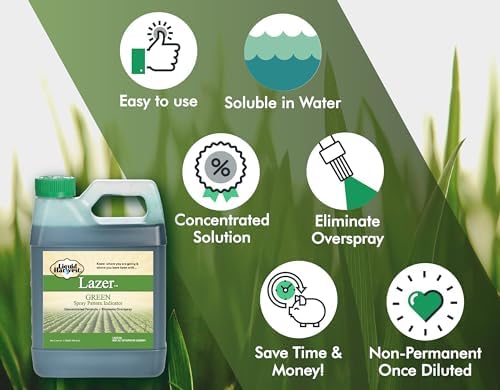 Liquid Harvest Lazer Green Concentrated Spray Pattern Indicator - 1 Quart (32 Ounces) - Perfect Weed Dye, Fertilizer Marking Dye, Turf and Herbicide Marker