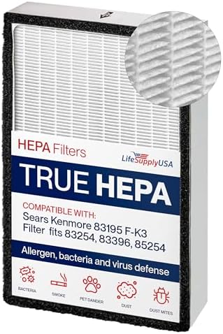 True HEPA Filter Replacement Compatible with Sears Kenmore 83195 F-K3 Filter fits 83254 83396 85254 Air Purifiers by LifeSupplyUSA