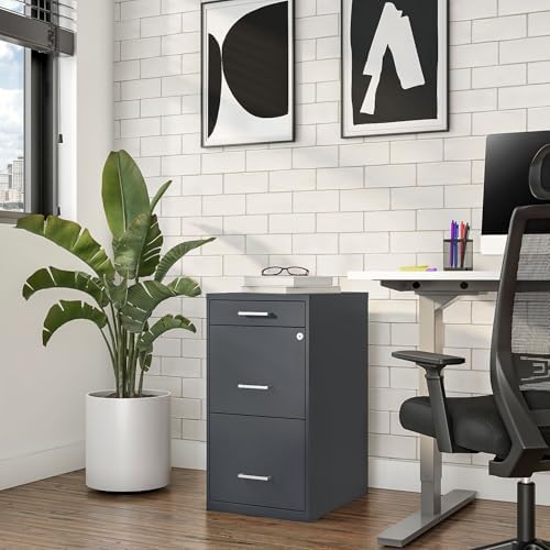 Staples 3-Drawer Vertical File Cabinet, Letter Size Documents, Lockable & Mobile, 18.9" D x 14.3" W x 26.9" H, White