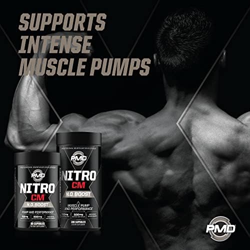 PMD Sports Nitro CM Nitric Oxide with Agmatine Supplement - 90 Capsules | Muscle Growth Support, Muscle Pump, L-Arginine, Endurance Antioxidants Boost