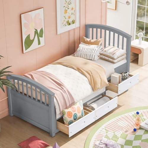 Harper & Bright Designs Twin Captain's Bed Storage Daybed with 6 Drawers for Kids Teens and Adults (Espresso)