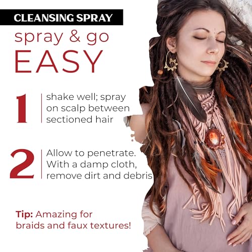 Dollylocks Cleansing Rinse-free Shampoo Spray | Removes Build-up + Moisturizes | Plant-Based Residue-free Vegan | Locs, Braids, Hair Extensions