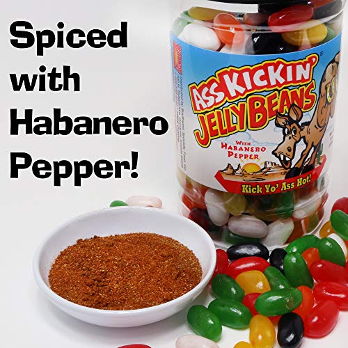 ASS KICKIN’ Hot and Spicy Jellybeans with Habanero Pepper - 9 Oz Resealable Jar - Great for Easter Candy or Food Challenge - Try the Gourmet Spicy Jelly Beans Candy
