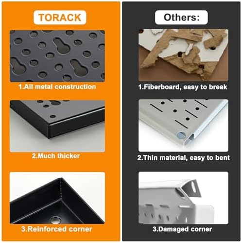 TORACK 109 PCS Pegboard Wall Organizer 48x24 in, Garage Metal Pegboard