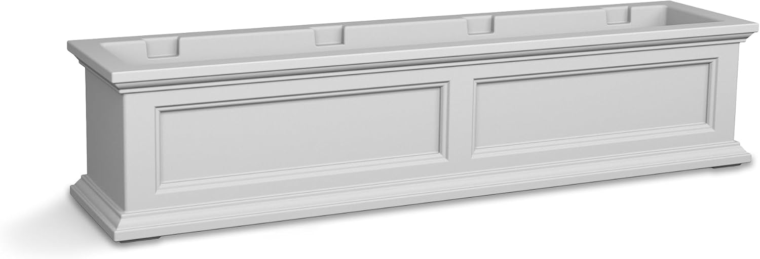 Mayne Fairfield 48in Self-Watering Rectangular Window Box Planter, Black | Self-watering, All season, Fade resistant, Mounting brackets included, Built-in overflow, 15-year warranty