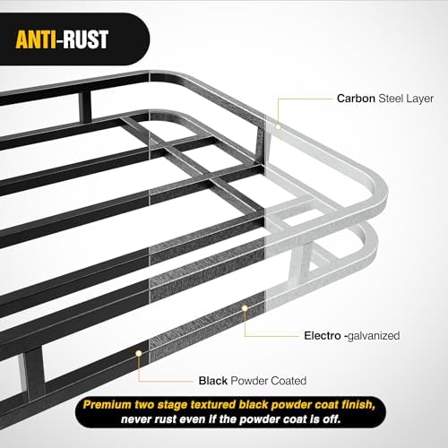 Nilight 32”×26”×4” RV Bumper Mounted Cargo Rack Carrier with Net Fits 4-inch or 4-1/2-inch Bumpers Heavy Duty Luggage Holder Basket for RV Camping Traveling Capacity 350LBS