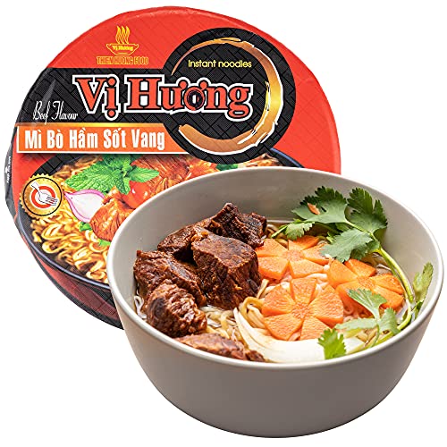 Vi Huong Instant Pho Noodles - 12-Pack, 2.47 Ounce Bowls, Chicken And Beef Variety - Authentic Pho Soup Recipe, Ready In 4 Minutes - Non GMO