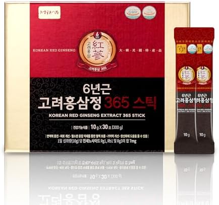 6-Year Korean Red Ginseng 365 | 30 Sticks | Vegan | 7mg Ginsenosides Per Stick
