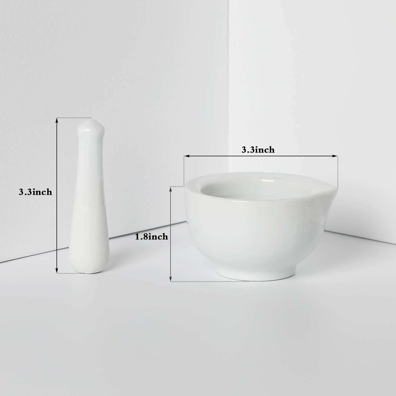 LEETOYI Small Ceramic Mortar Pestle Set, Herb Grinder Pill Crusher 3.3-inch