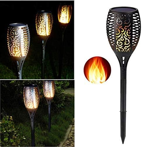 Dependable Industries inc. Essentials Solar LED Flickering Torch Light - Waterproof Garden Path Lamp, 22.75" Automatic On/Off, Long-Lasting