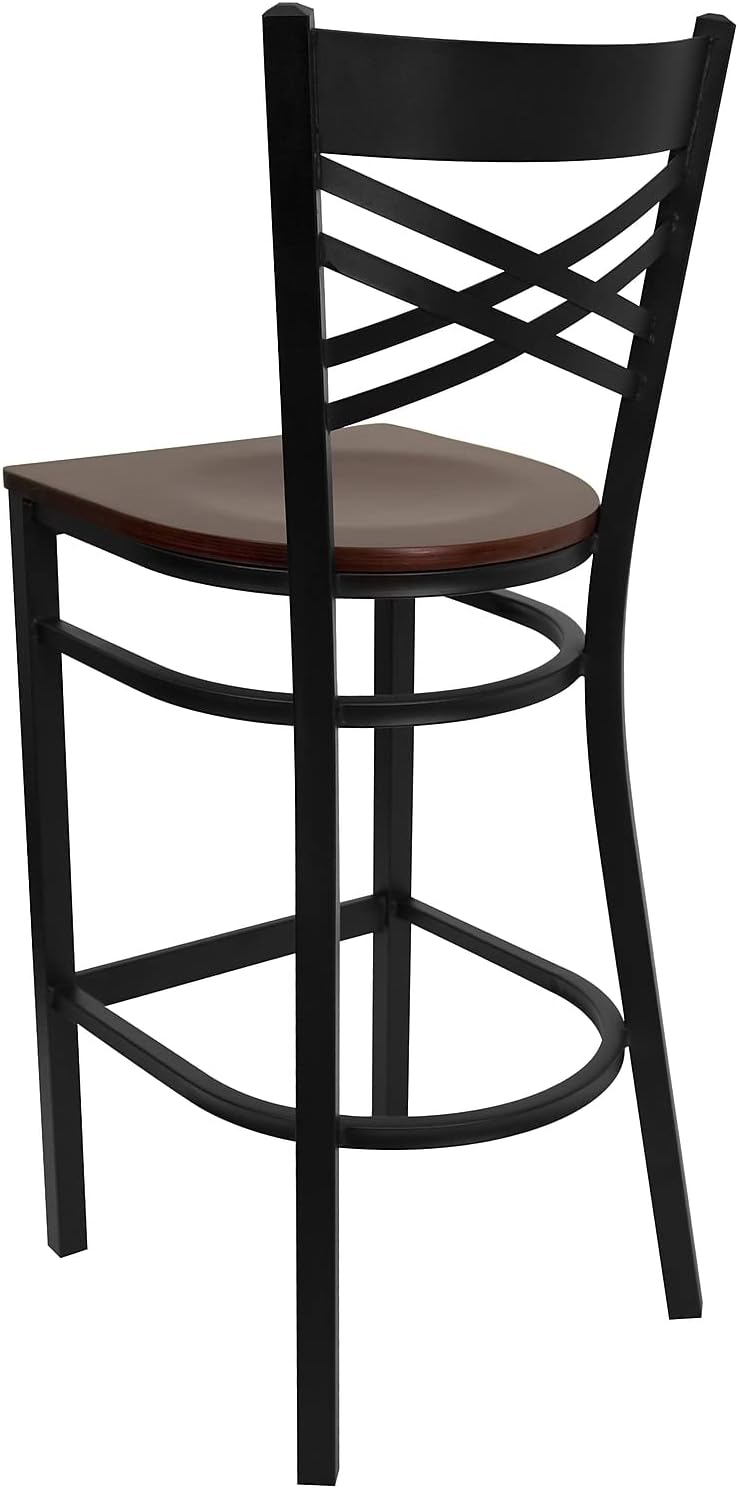 Flash Furniture Hercules Metal Restaurant Barstool, Black | X Back Style, Vinyl Upholstery, Durable Construction, Commercial Use