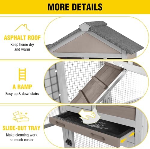 Aivituvin 103.2" L Rabbit Hutch Indoor Outdoor Bunny Cage with Run,Guinea Pig House Pull Out Upper Tray (103.2" L x 25.2" W x 36.2" H, Grey-2 Sets)
