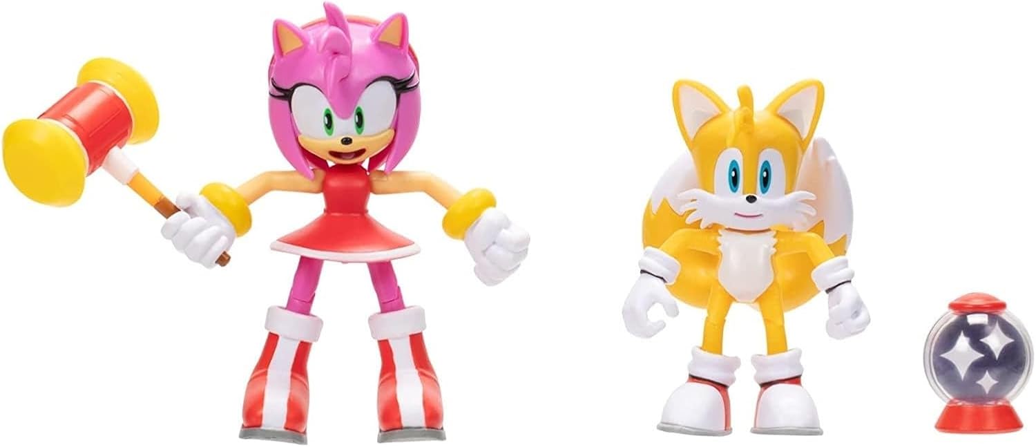 JAKKS Pacific Sonic the Hedgehog Sonic 4" Action Figure 2 Pack - Modern Tails & Modern Amy