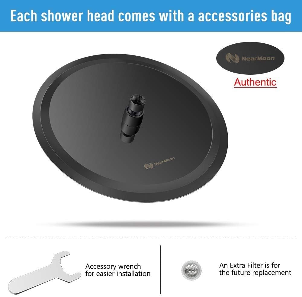 NearMoon Rain Shower Head, Ultra-Thin Design-Pressure Boosting, Awesome Some Experience, High Flow Stainless Steel Rainfall Head (10 Inch