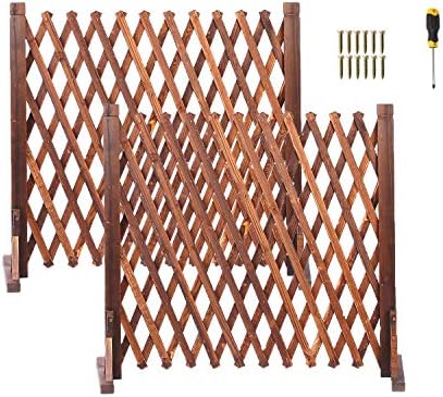 jxgzyy 2 Pack Expandable Wood Garden Fence Wooden Pet Gate Retractable Wooden Fence Gate Freestanding Wooden Fence Gate for Garden Patio Decorative