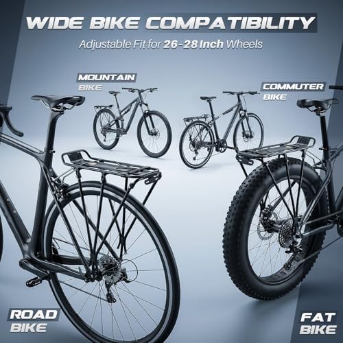Flexzion Bike Cargo Rack, 55 lb Aluminum Rear Rack for 26-28 Inch Bikes