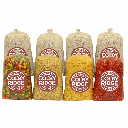 5 Flavor Gourmet Popcorn Assortment 16 Gal. (256 Cups) Large Sampler - White, Caramel, Cheese, Rainbow, and Cinnamon Bulk Popped
