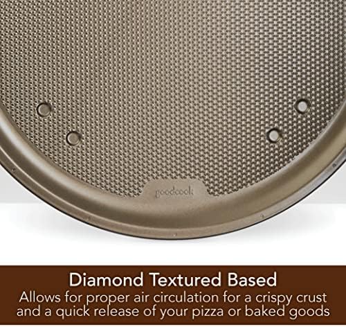 GoodCook Sweet Creations Nonstick Textured Pizza Pan, 16", Champagne Pewter