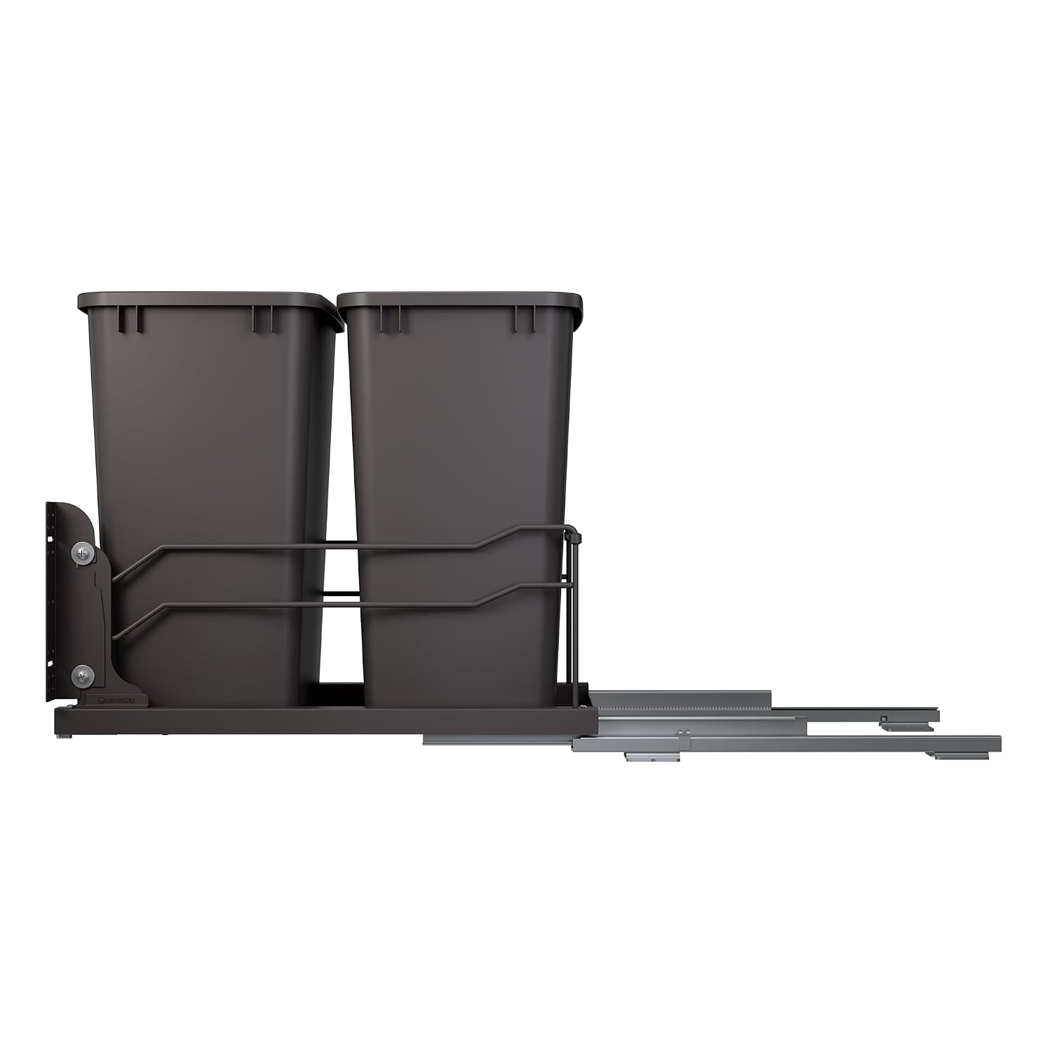 Rev-A-Shelf Double Pullout Trash Can w/Soft-Close Slides, 14.5" Min Opening | Large Capacity Garbage/ Recycling Waste Bins for Under Kitchen Cabinets, Heavy Gauge Wire Construction, 53WC-1835SCDM-217